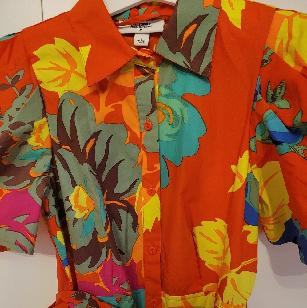 Sz 2 Christopher John Rogers Floral Shirtdress - Picture 4 of 9